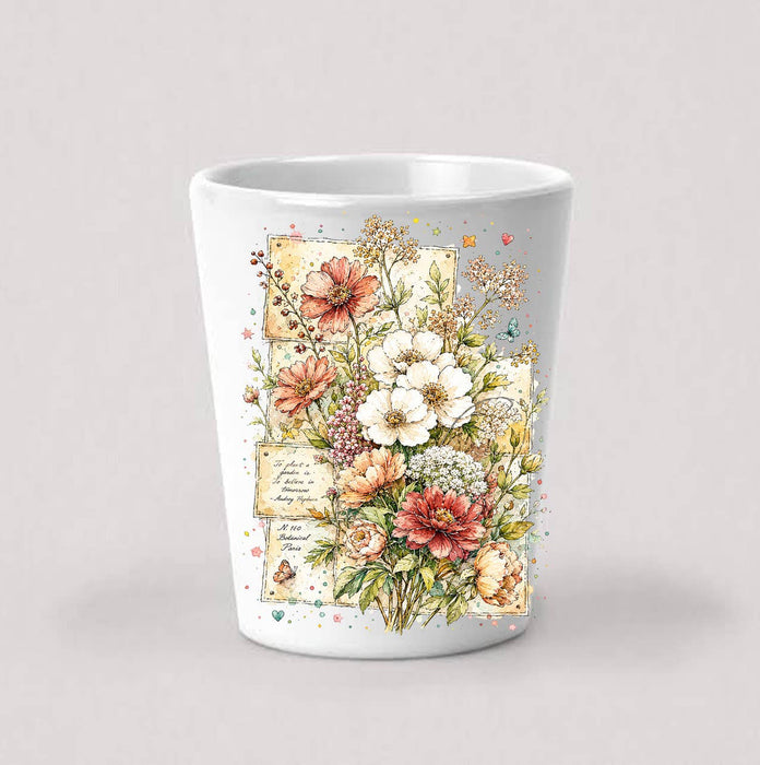 Vintage Spring Wild Flowers Shot Glass