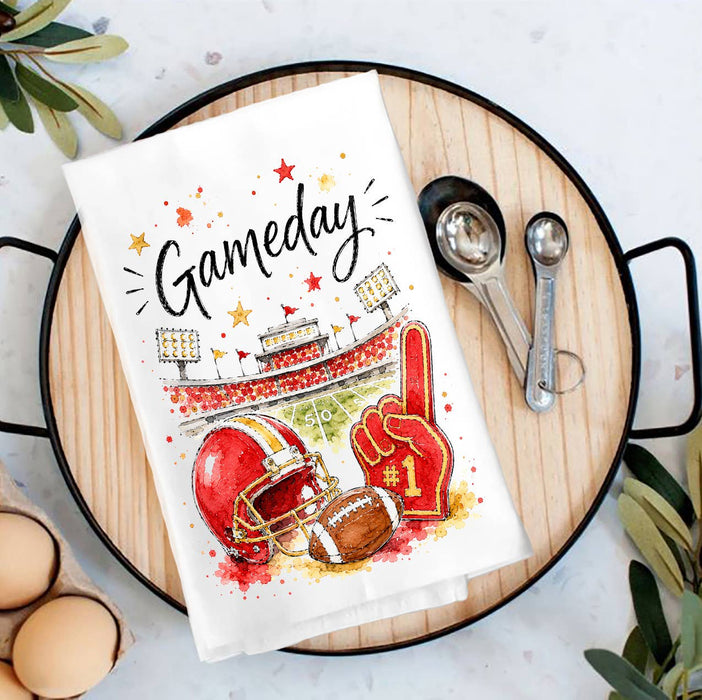 Gameday Football Gold & Red Tea Towel
