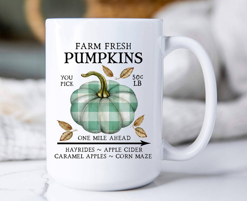 Farm Fresh Pumpkin Plaid, Coffee Mugs
