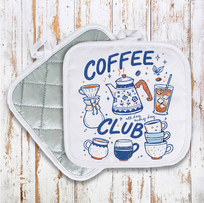 Retro Coffee Club All Day Pot Holder