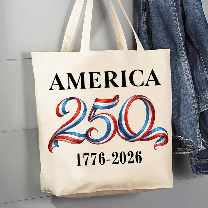 Patriotic Red White Blue 250 Anniversary Canvas Tote Bag