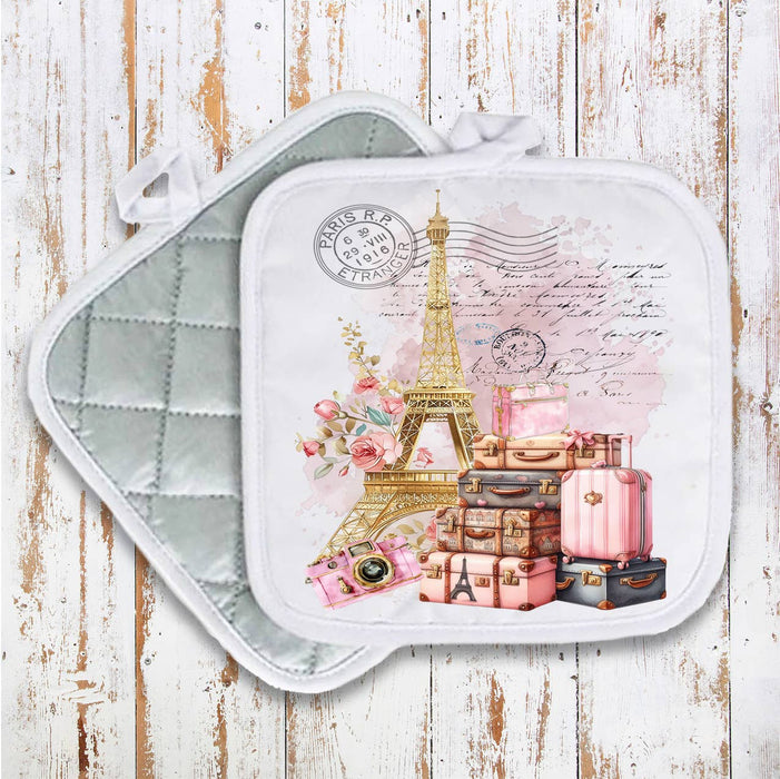French Paris Eiffel Tower Luggage Pot Holder Oven Mitt