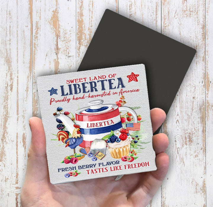 Farmhouse 4th of July Patriotic Liberty Tea Magnet Fridge