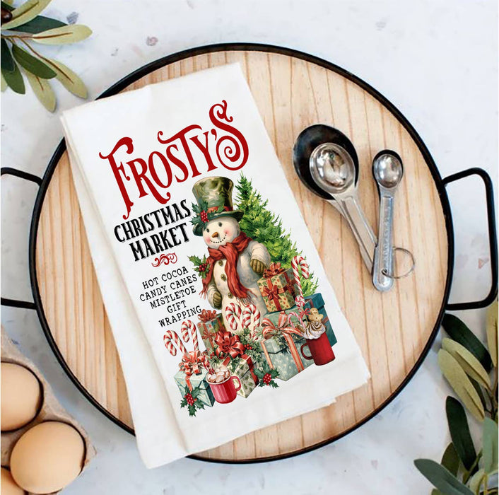 Frosty's Christmas Market Snowman t Tea Towel