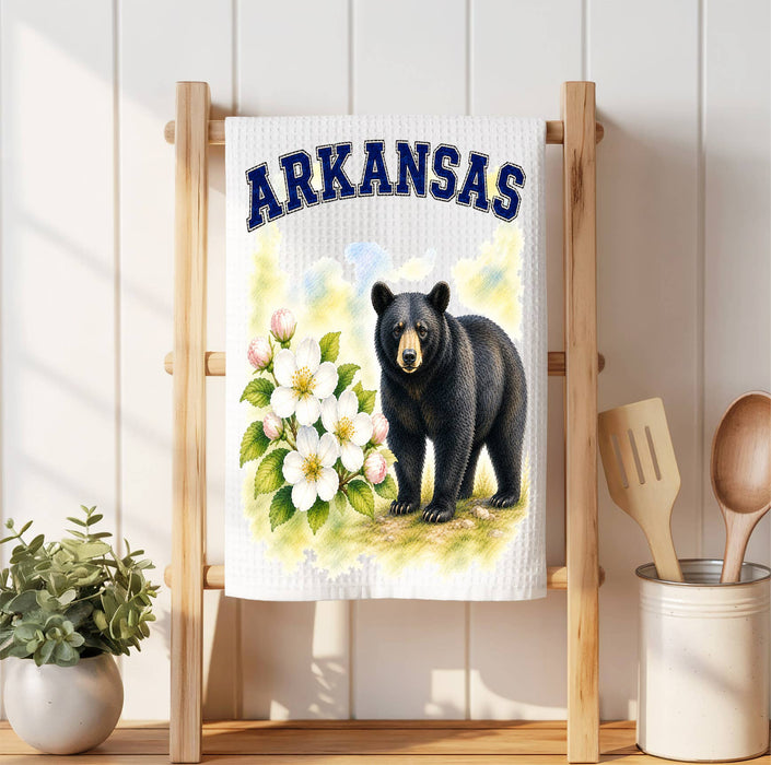 Arkansas State Bird and Animal Waffle Weave Towel