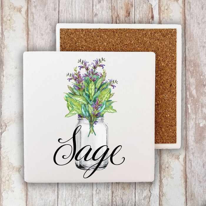 Farm Fresh Herbs Sage  Stone Coaster