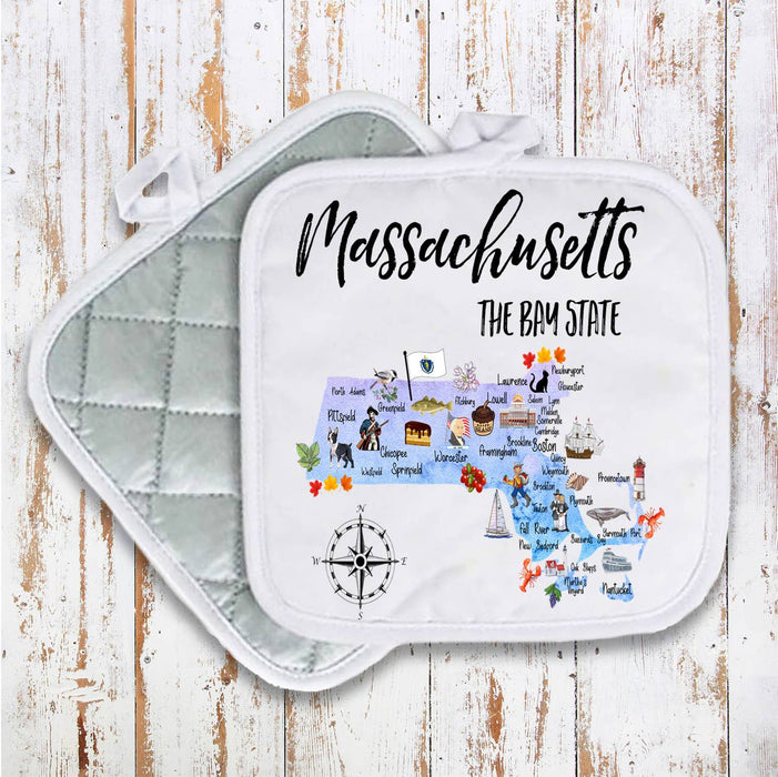 Massachusetts State Map Pot Holder Oven Mitt
