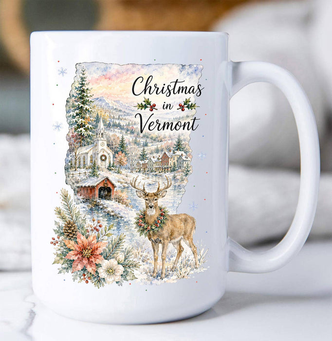 Christmas in Vermont State Map Coffee Mug