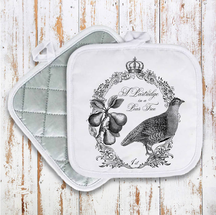 Partridge in a Pear Tree Christmas, Pot Holder Oven Mitts