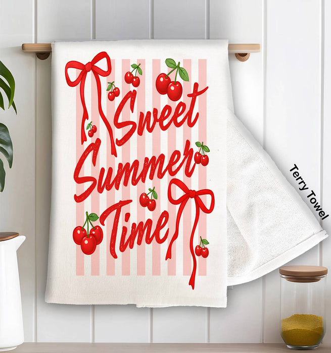 Sweet Summer Time Cherry Kitchen Terry Towel