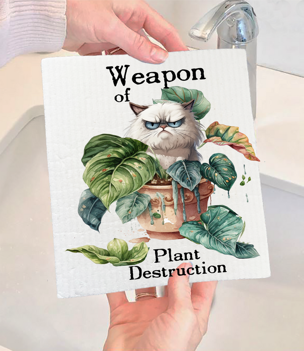 Weapon of Plant Destruction Cat Swedish Dishcloth