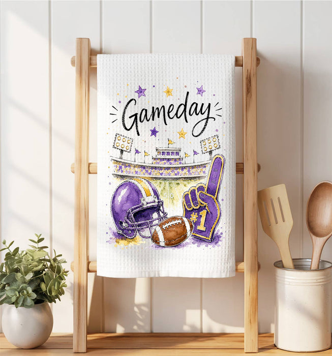 Gameday Football Purple & Gold Waffle Weave Towel