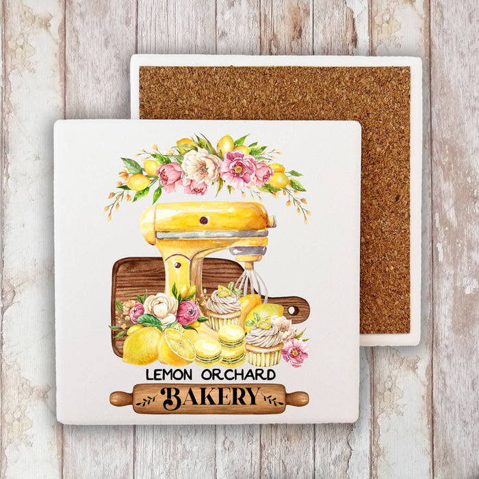 Farmhouse Lemon Orchard Bakery Stone Coaster