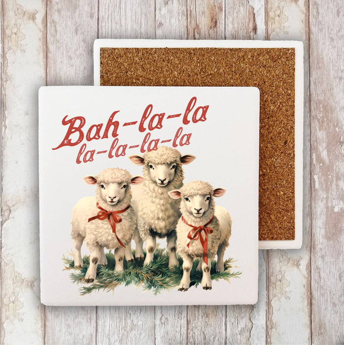 Christmas Bah-La-La-La Sheep Stone Coaster