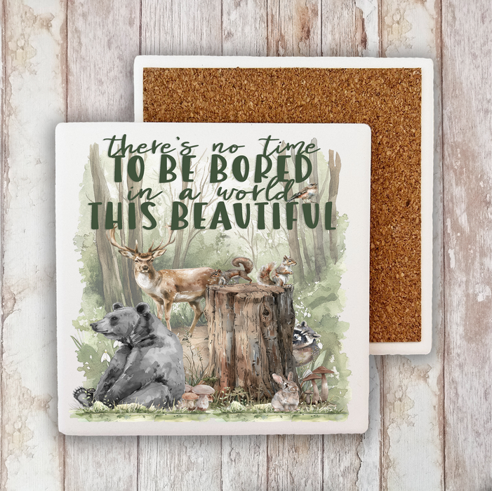 Woodland Animals A world of beauty Stone Coaster
