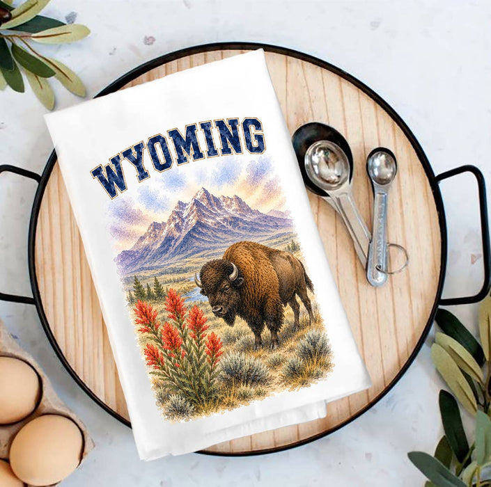 Wyoming State Bird and Animal Tea Towel