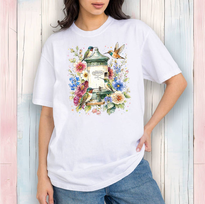 Spring Hummingbirds Flowers Feeder T-Shirt