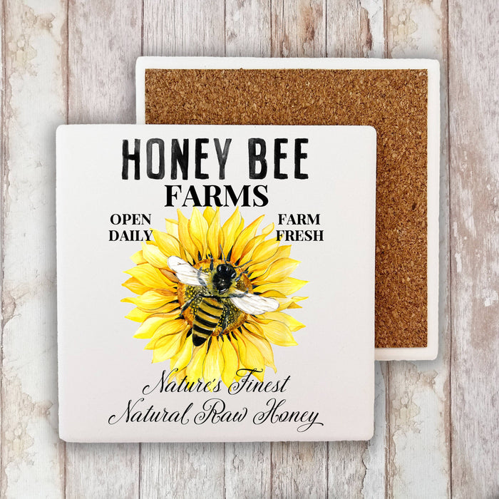 Modern  Farmhouse Honey Bee Stone Coaster