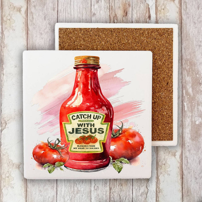 Catch Up with Jesus Spiritual Stone Coaster