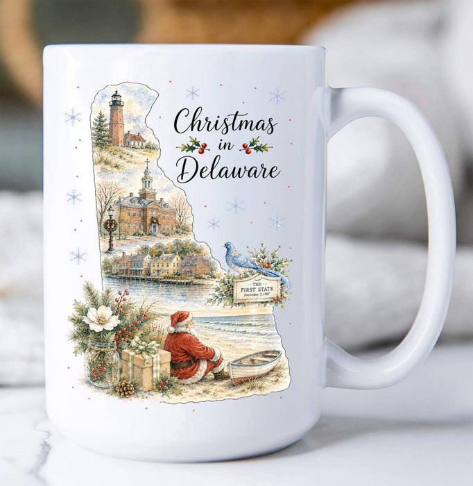 Christmas in Delaware State Map Coffee Mug