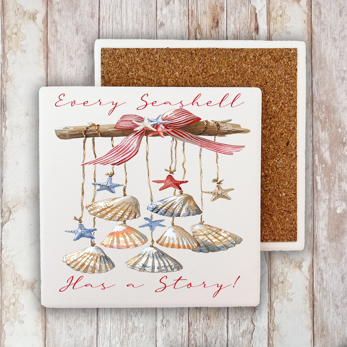 Every Seashell as a Story Beach  Stone Coaster