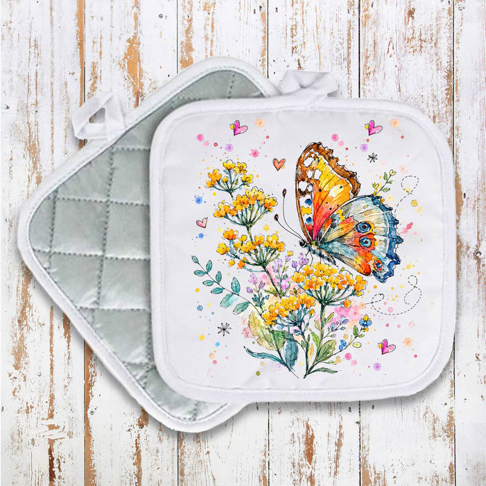 Spring Butterflies Wildflowers Pot Holder