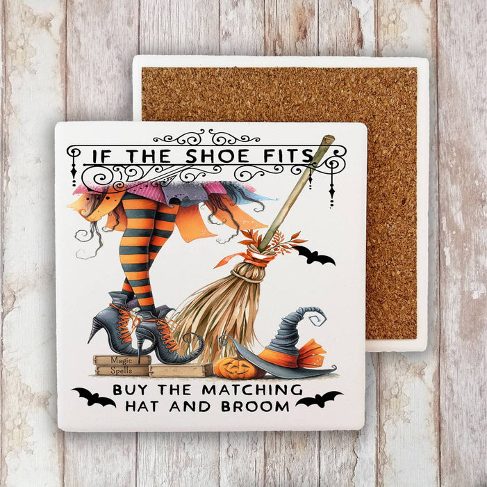 Halloween Witch If the Shoe Fits Stone Coaster