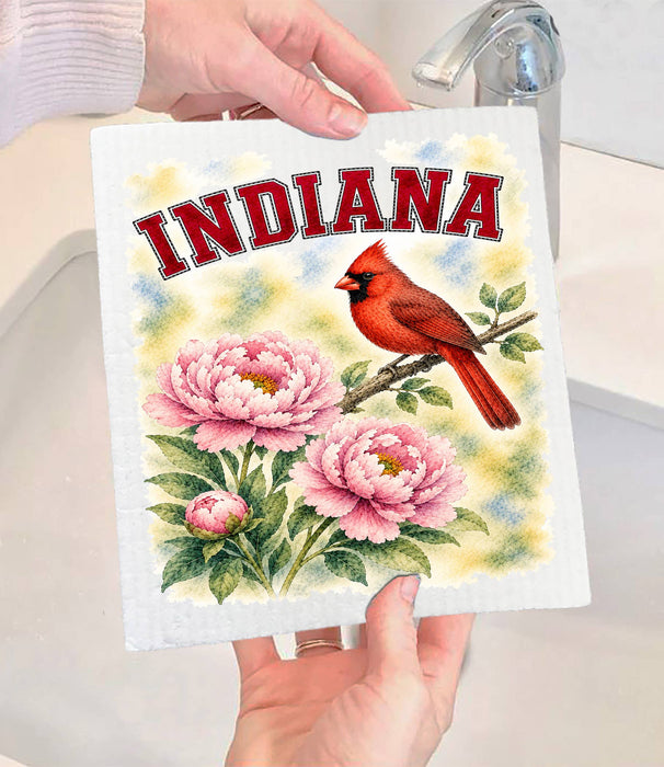 Indiana State Bird and Animal Swedish Dishcloth