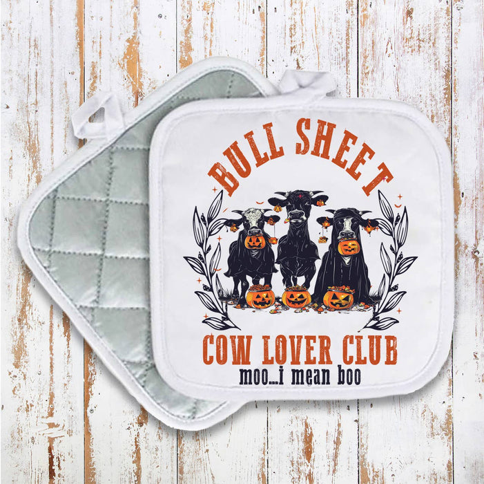 Halloween Bull Sheets Cows Pumpkins Pot Holder Oven Mitt