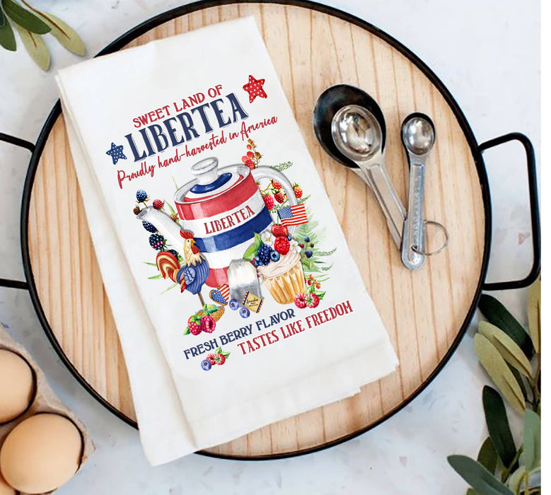 Farmhouse  4th of July Patriotic Liberty Tea Tea Towel