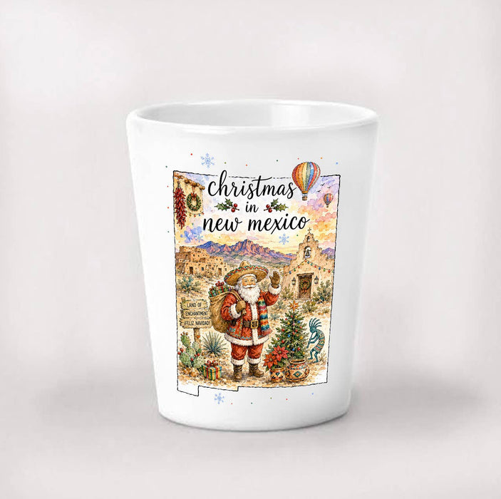 Christmas in New Mexico State Map Shot Glass