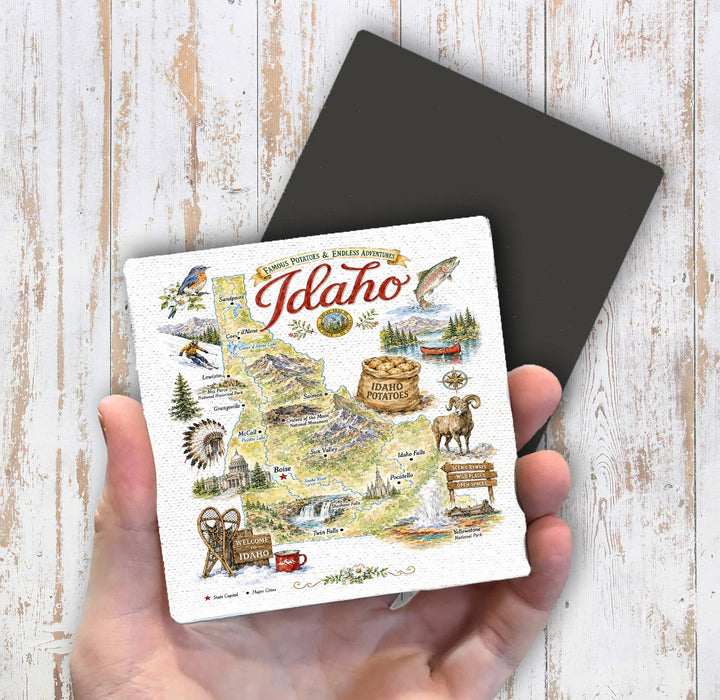 Idaho State Map Landmark Magnet Fridge