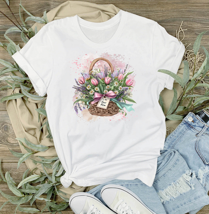 Mother's Day Basket Tulips Flowers T-Shirt