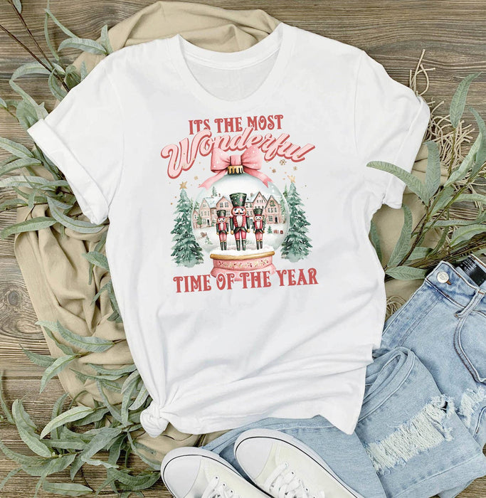 Pink Christmas Nutcracker Snow Globe T-Shirt