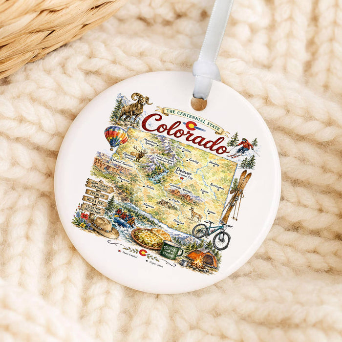 Colorado State Map Landmark Ornament