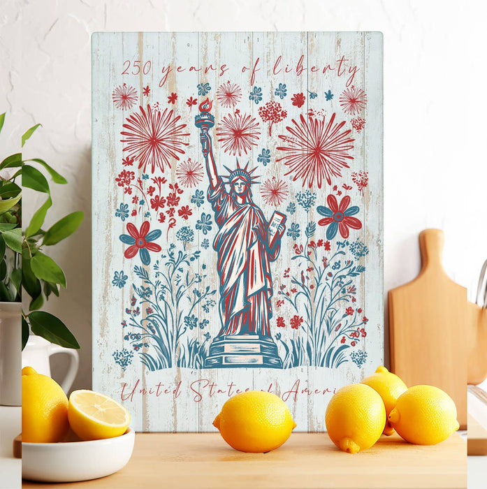 Patriotic Collage 250 Anniversary Glass Cutting Board