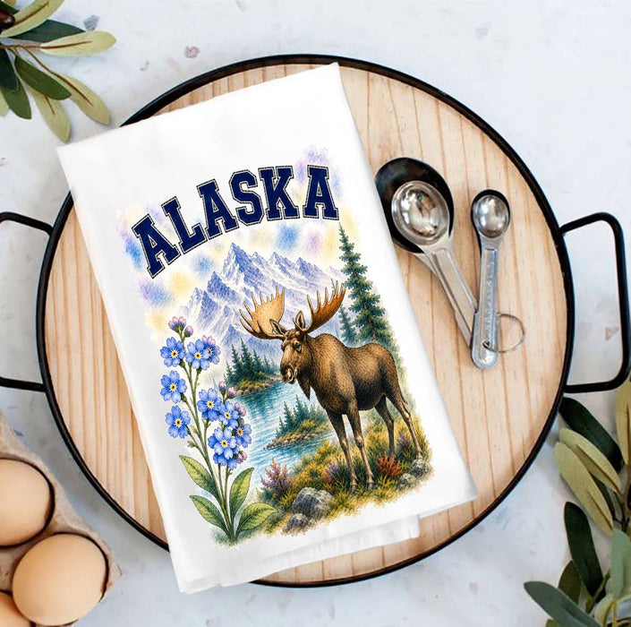 Alaska State Bird and Animal Tea Towel