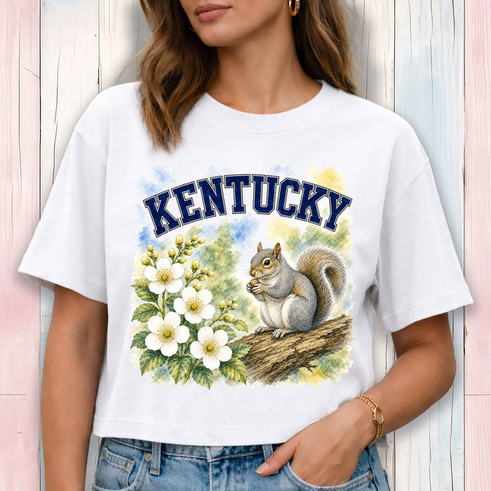 Kentucky State Bird and Animal Cropped T-Shirt