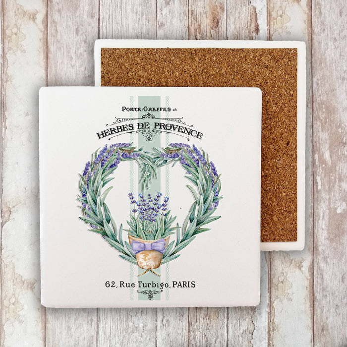 Vintage French Herbs Lavender Stone Coaster