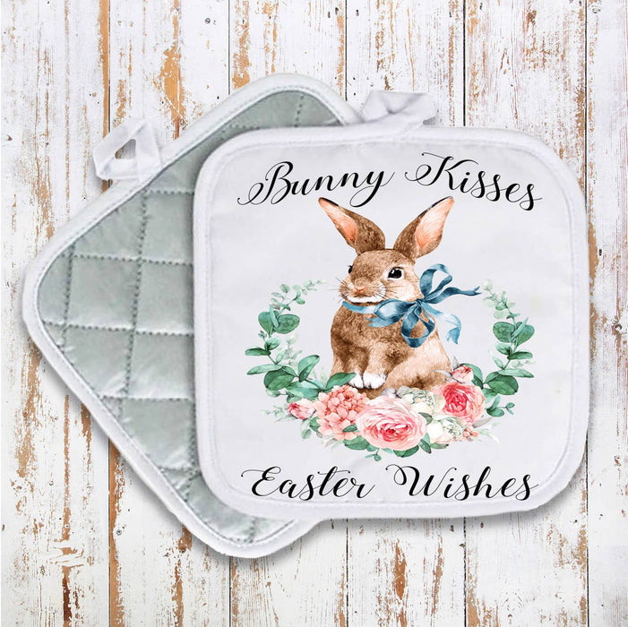 Bunny Kisses Easter Wishes Pot Holder Oven Mitt