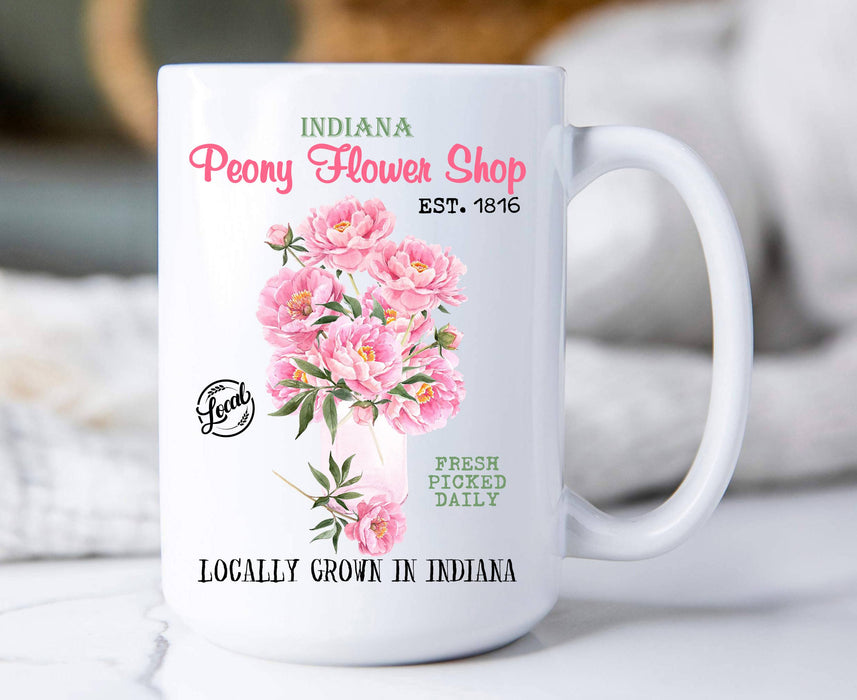 Indiana State Flower Peony Souvenir Coffee Mug