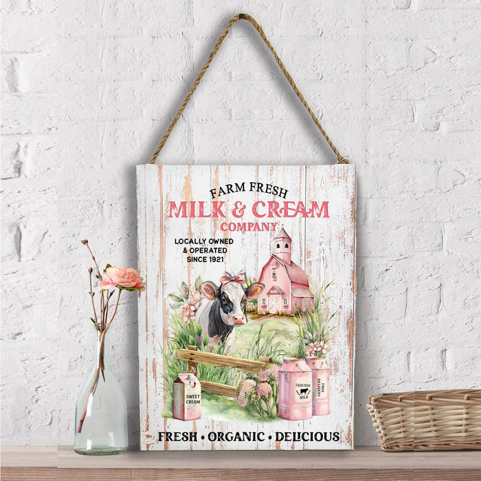 Country Farm Fresh Milk & Creamery Cow Wall Decor