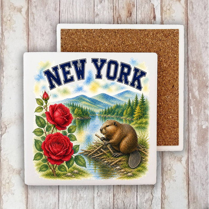 New York State Bird and Animal Stone Coaster