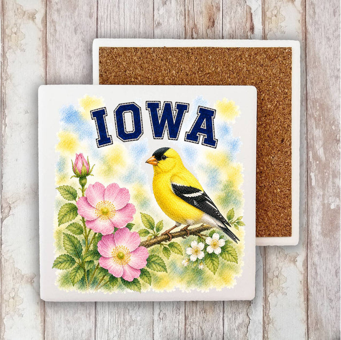 Iowa State Bird and Animal Stone Coaster