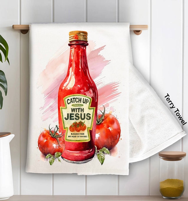 Catch Up with Jesus Spiritual Kitchen Terry Towel