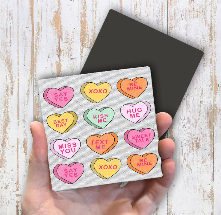 Candy Hearts Messages Valentine Magnet Fridge