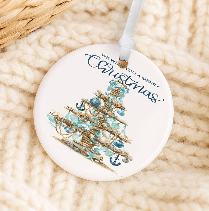 Coastal Christmas Sea Glass Tree Ornament