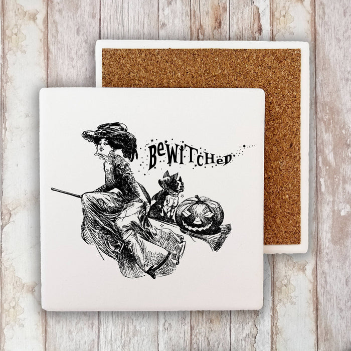 Bewitched Dog Broom, Stone Coaster