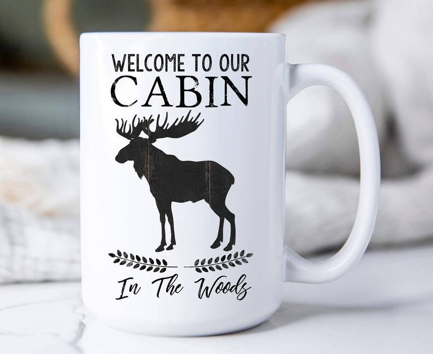 Welcome to Our Cabin in the Woods Deer, Coffee Mugs
