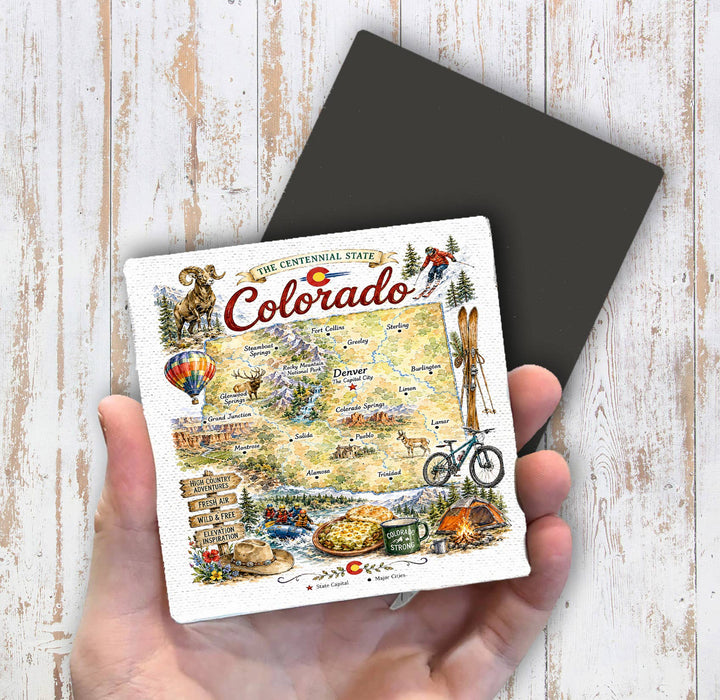 Colorado State Map Landmark Magnet Fridge